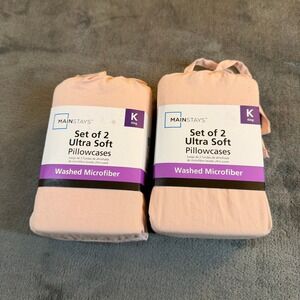 Mainstays King‎ Set of 2 Ultra Soft Washed Microfiber Pillowcases Pink new